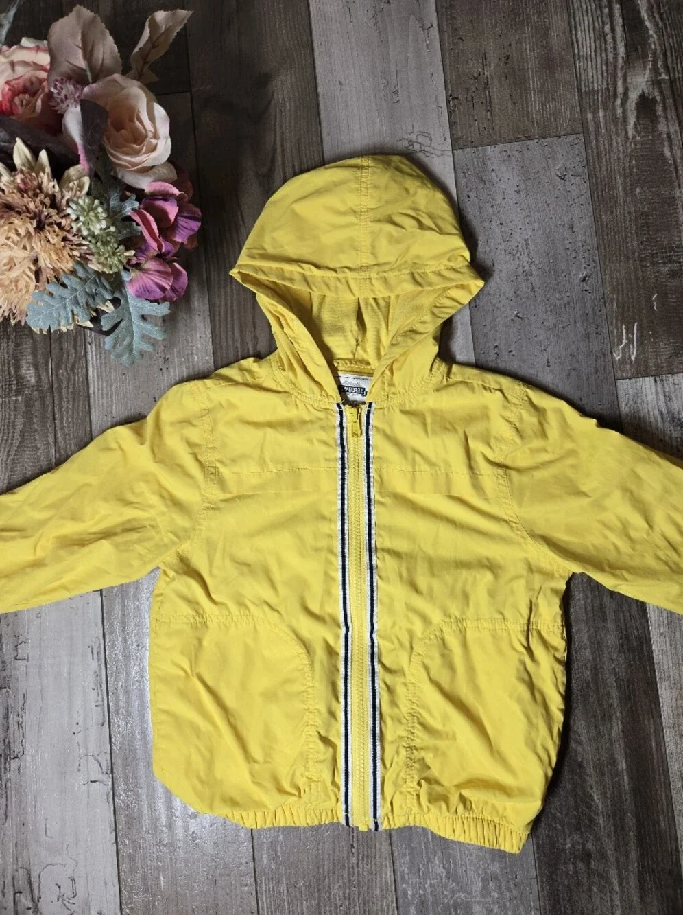 Gymboree Yellow Hooded Windbreaker Jacket Boys XS (4)